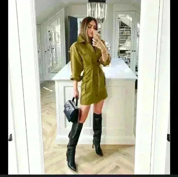 Fashion nova Cargo orangey brown sexy party, office Casual dress  S M - Picture 2 of 8